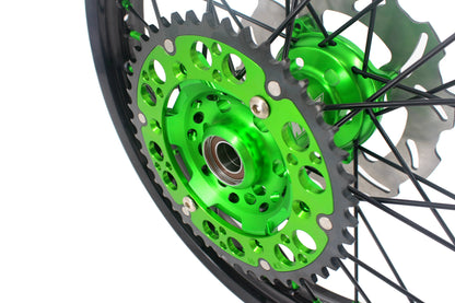 KKE 21/18 Spoked Wheels Rims For KAWASAKI KX125 KX250 2003 2004 2005 Black Spokes - Howling Moto