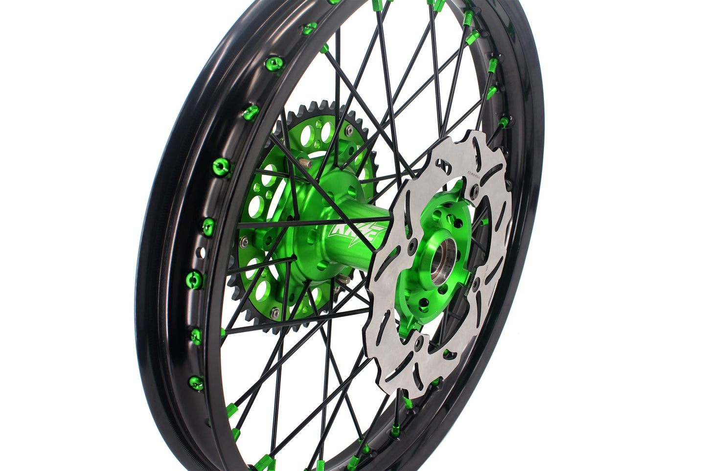 KKE 21/18 Spoked Wheels Rims For KAWASAKI KX125 KX250 2003 2004 2005 Black Spokes - Howling Moto