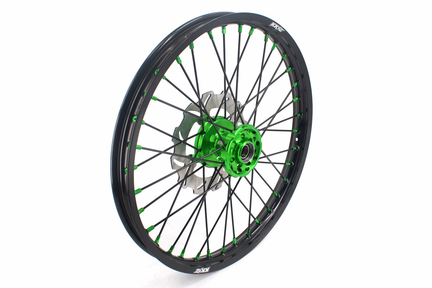 KKE 21/18 Spoked Wheels Rims For KAWASAKI KX125 KX250 2003 2004 2005 Black Spokes - Howling Moto