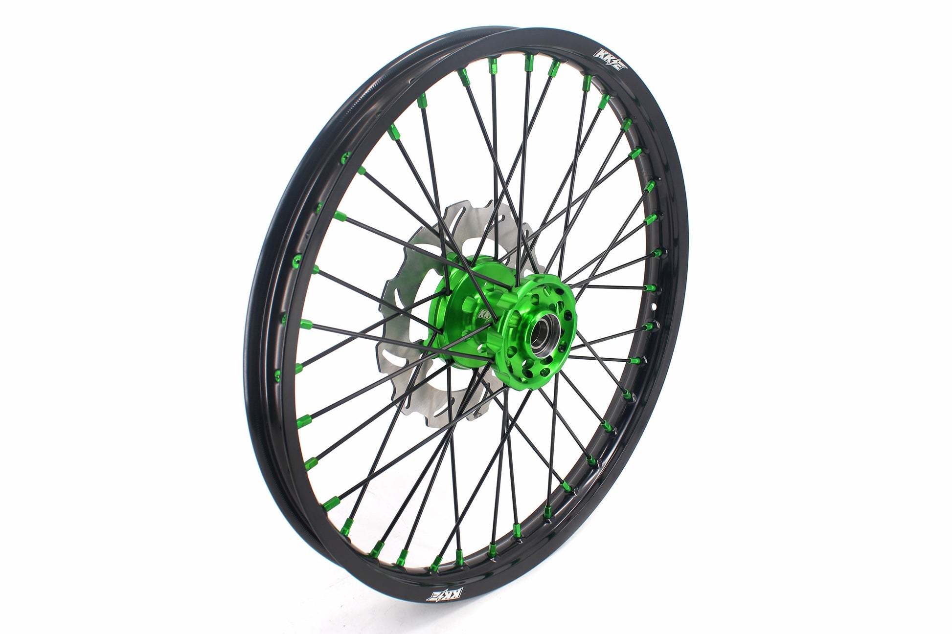 KKE 21/18 Spoked Wheels Rims For KAWASAKI KX125 KX250 2003 2004 2005 Black Spokes - Howling Moto