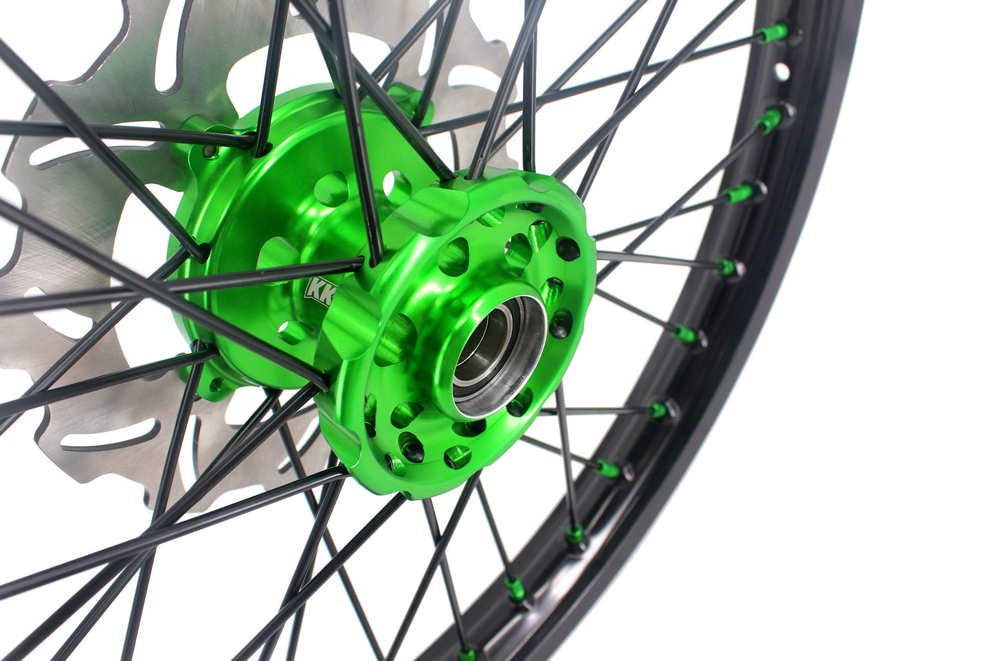 KKE 21/18 Spoked Wheels Rims For KAWASAKI KX125 KX250 2003 2004 2005 Black Spokes - Howling Moto