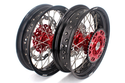 KKE 3.5 & 4.25 Cush Drive Supermoto Rims for HONDA CRF250R/450R 2002-2012 Red&Black With Disc&Sprocket - Howling Moto