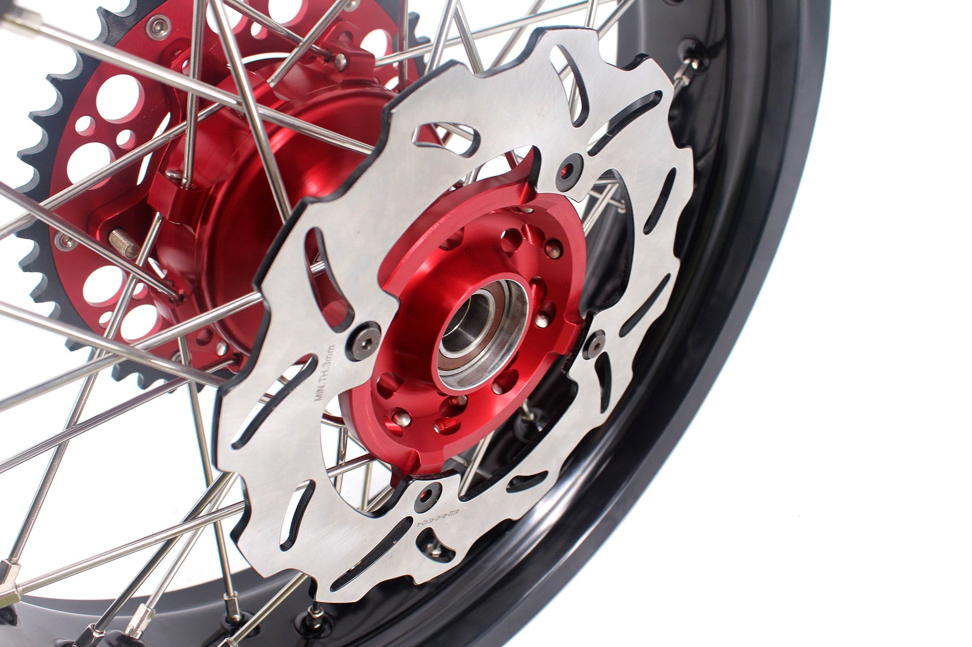 KKE 3.5 & 4.25 Cush Drive Supermoto Rims for HONDA CRF250R/450R 2002-2012 Red&Black With Disc&Sprocket - Howling Moto