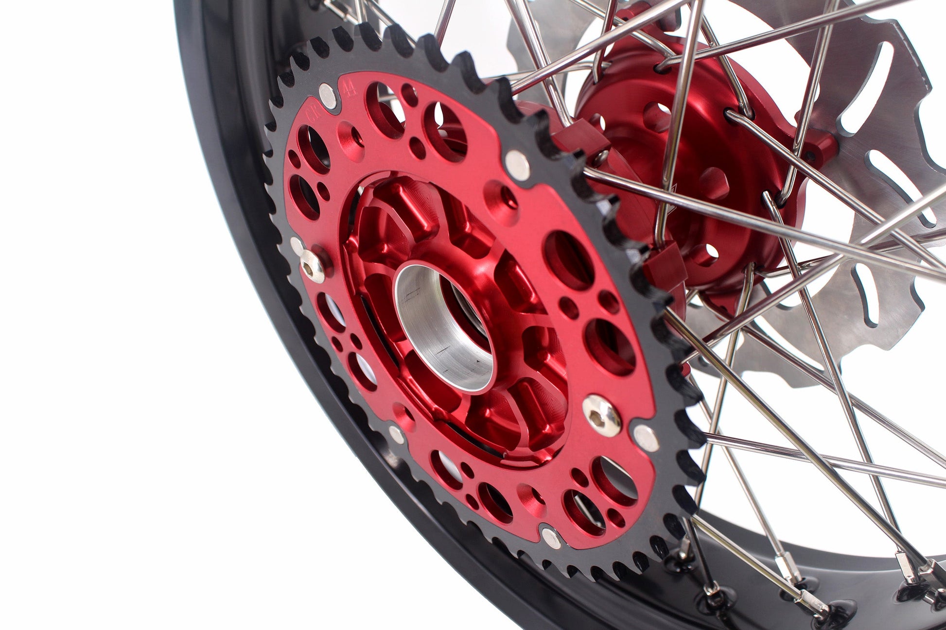 KKE 3.5 & 4.25 Cush Drive Supermoto Rims for HONDA CRF250R/450R 2002-2012 Red&Black With Disc&Sprocket - Howling Moto