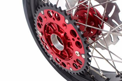 KKE 3.5 & 4.25 Cush Drive Supermoto Rims for HONDA CRF250R/450R 2002-2012 Red&Black With Disc&Sprocket - Howling Moto