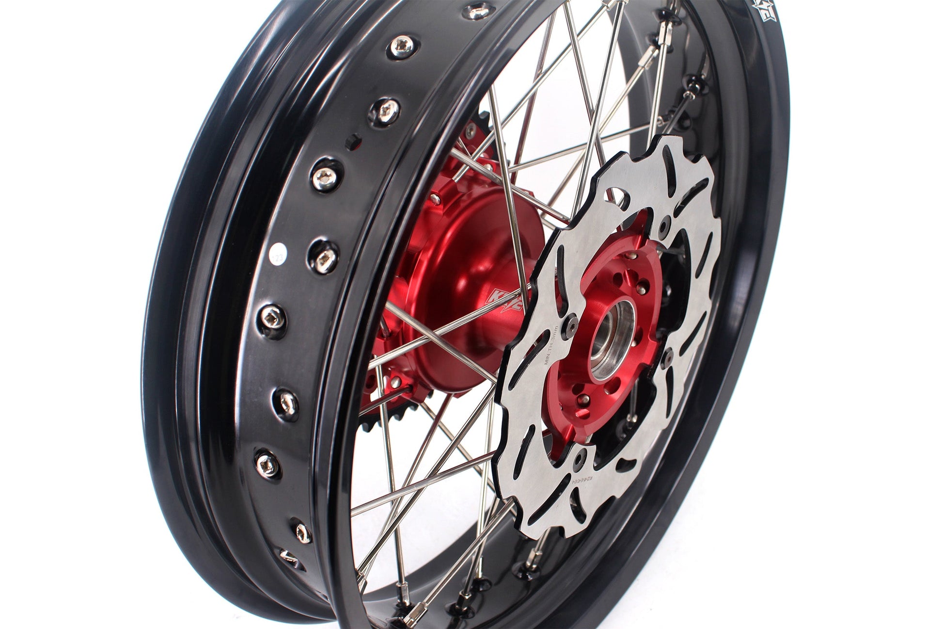 KKE 3.5 & 4.25 Cush Drive Supermoto Rims for HONDA CRF250R/450R 2002-2012 Red&Black With Disc&Sprocket - Howling Moto