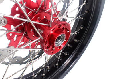 KKE 3.5 & 4.25 Cush Drive Supermoto Rims for HONDA CRF250R/450R 2002-2012 Red&Black With Disc&Sprocket - Howling Moto