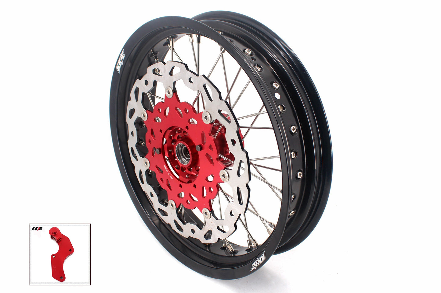 KKE 3.5 & 4.25 Cush Drive Supermoto Rims for HONDA CRF250R/450R 2002-2012 Red&Black With Disc&Sprocket - Howling Moto