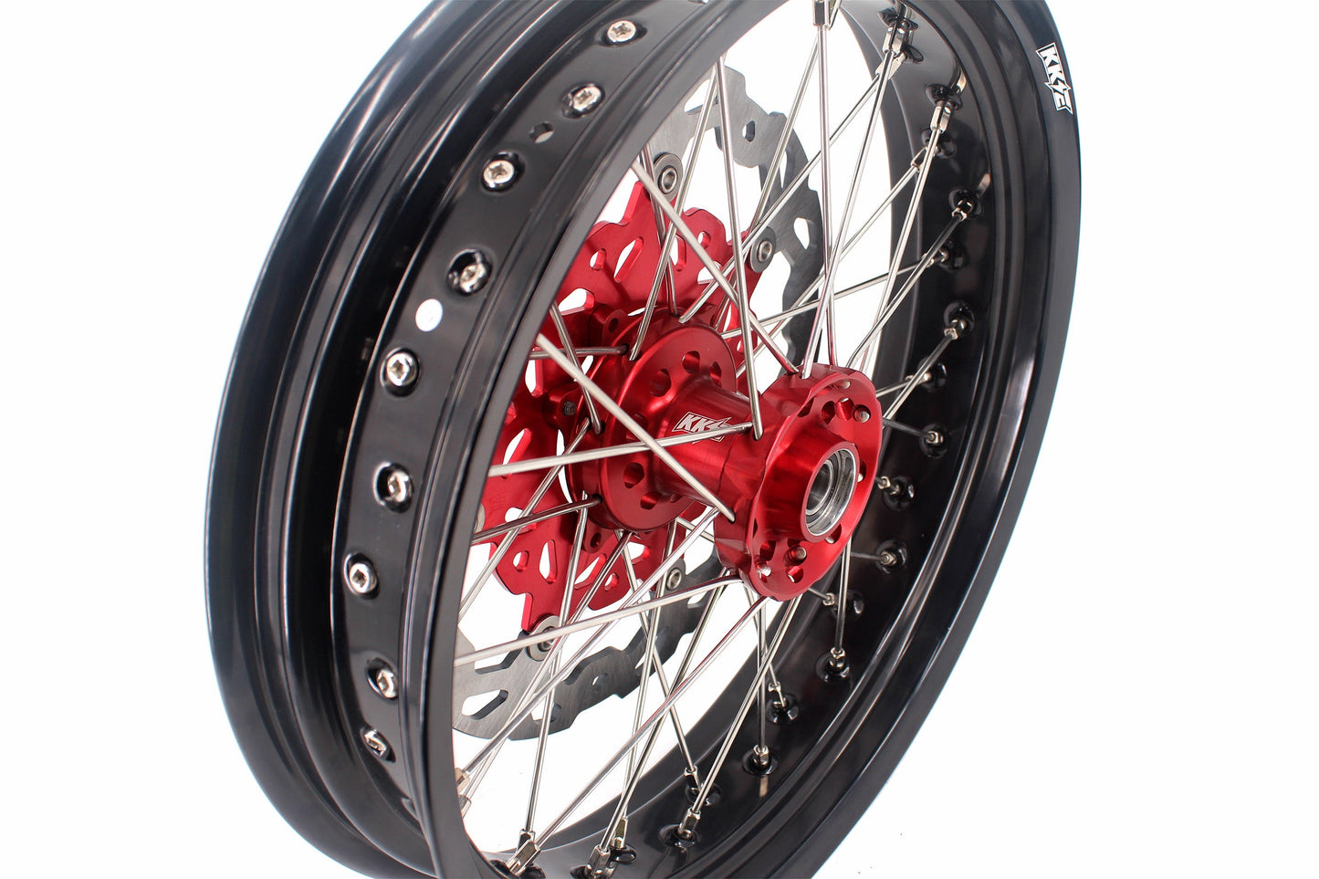 KKE 3.5 & 4.25 Cush Drive Supermoto Rims for HONDA CRF250R/450R 2002-2012 Red&Black With Disc&Sprocket - Howling Moto