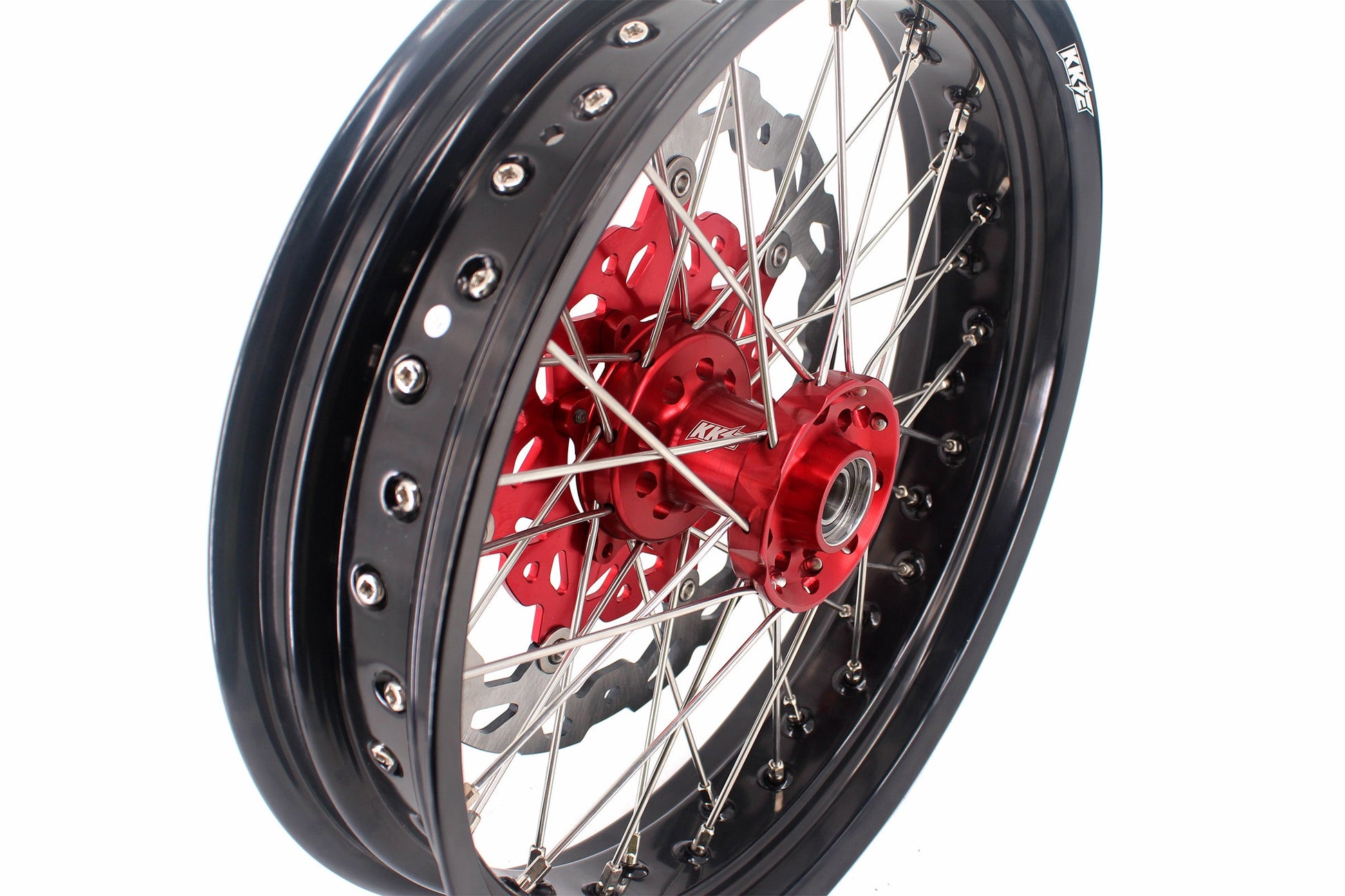 KKE 3.5 & 4.25 Cush Drive Supermoto Rims for HONDA CRF250R/450R 2002-2012 Red&Black With Disc&Sprocket - Howling Moto