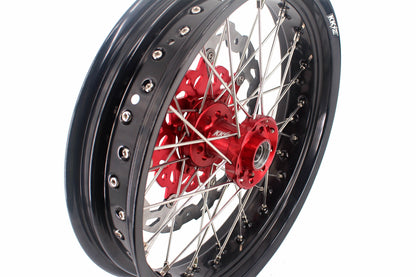 KKE 3.5 & 4.25 Cush Drive Supermoto Rims for HONDA CRF250R/450R 2002-2012 Red&Black With Disc&Sprocket - Howling Moto