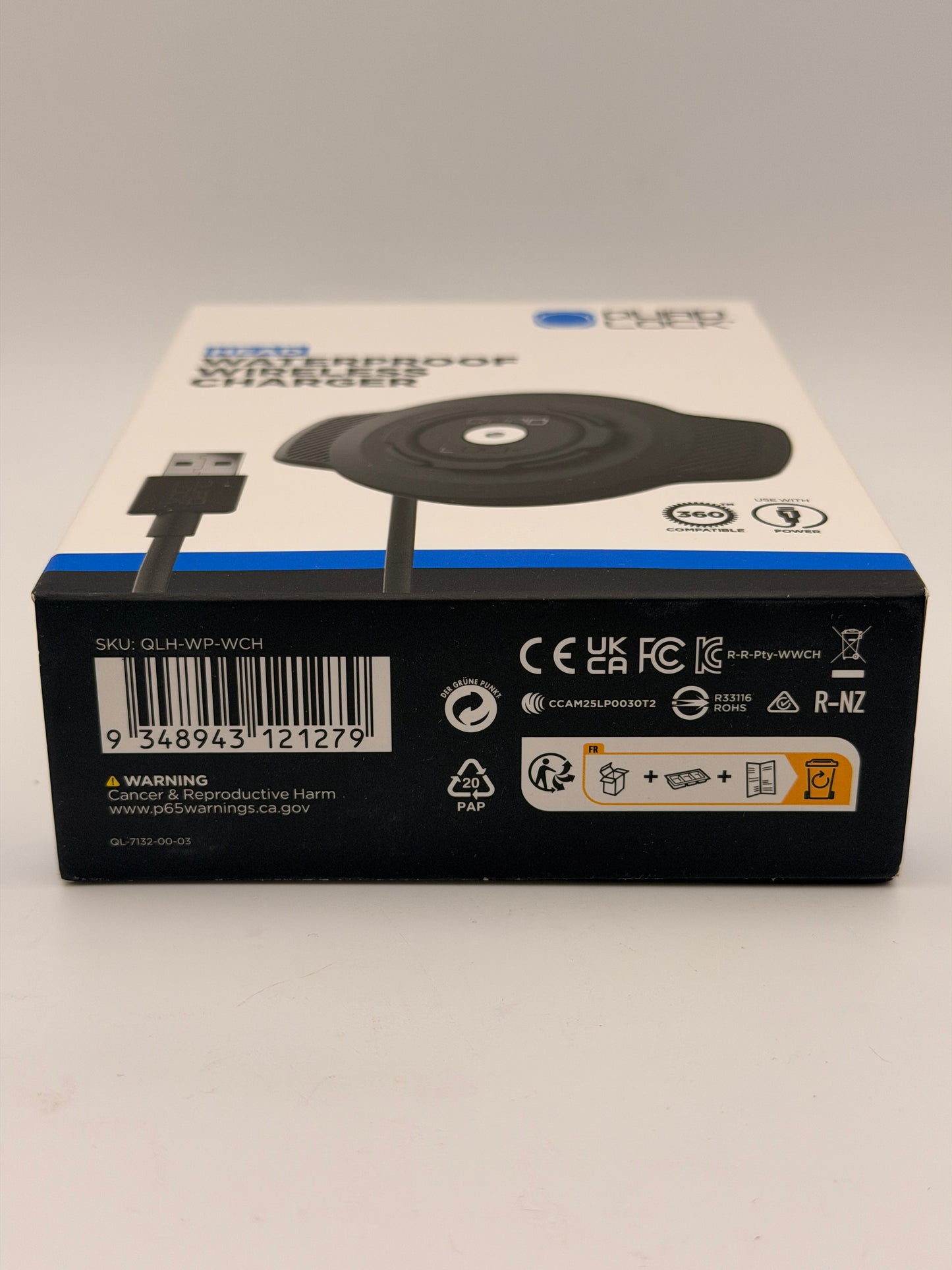 Quad Lock Weatherproof Wireless Charging Head – IP66, Fast Charge, Quad Lock 360 Compatible