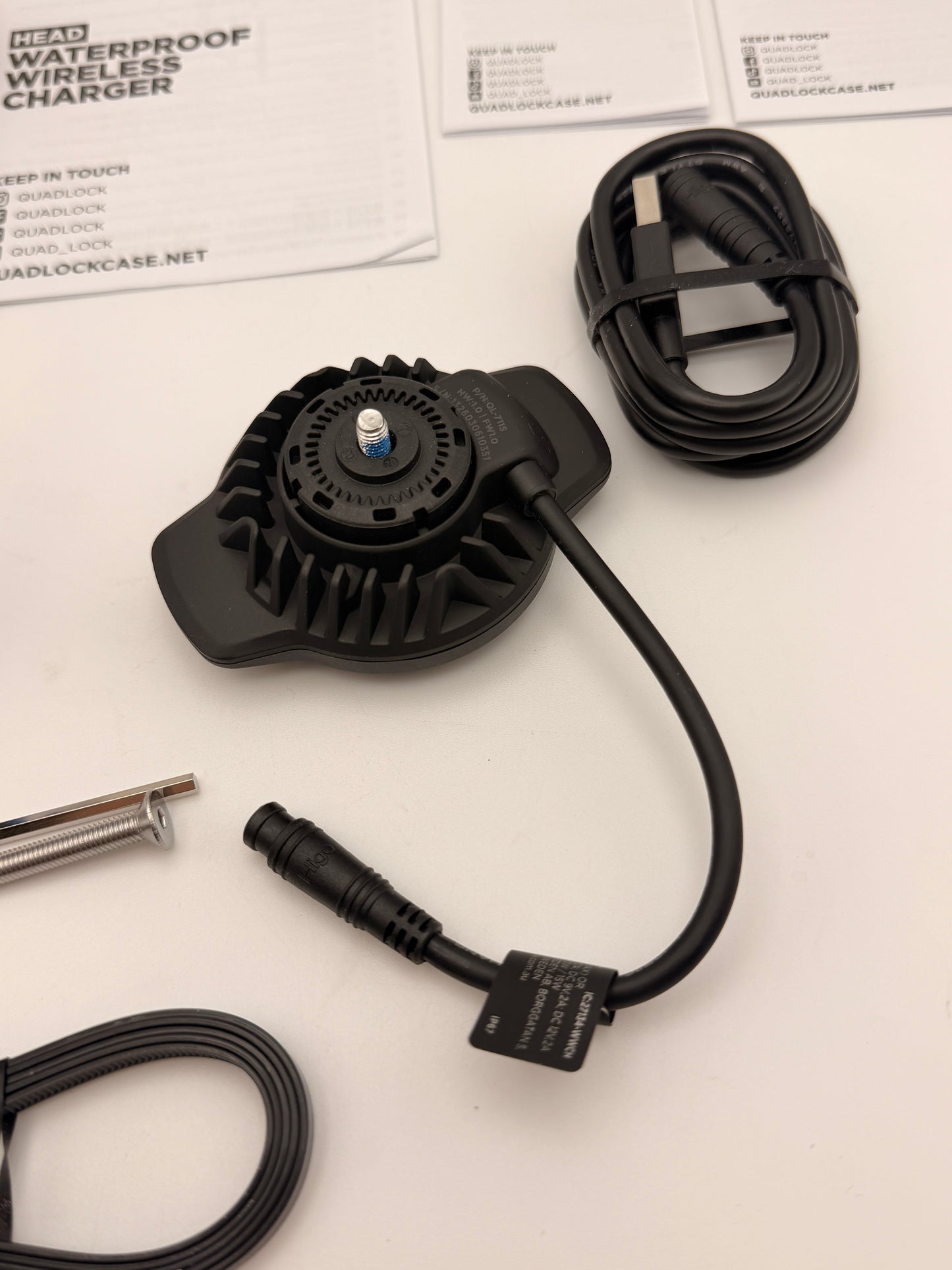 Quad Lock Weatherproof Wireless Charging Head – IP66, Fast Charge, Quad Lock 360 Compatible