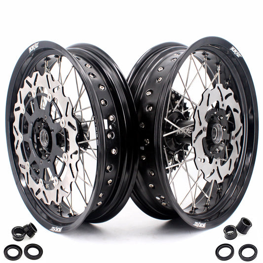 KKE 17 inch Supermoto Wheels Rims for HONDA XR650L 1993-2024 Black Hub Discs - Howling Moto