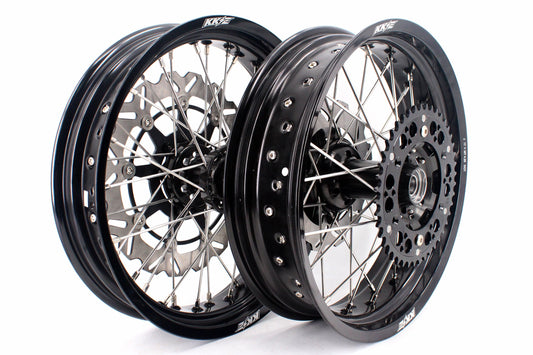 KKE 17 inch Supermoto Wheels Rims for HONDA XR650L 1993-2024 Black Hub Discs - Howling Moto