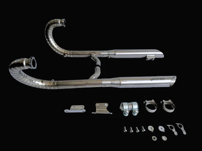 BMW R18 titanium exhaust system by Bill's Exhausts, with sleek metal construction and polished finish for BMW R18 models 2020-2025.