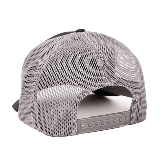Imperial Moto Trucker 2.0 hat by Bill's Exhausts, featuring a classic trucker cap style with logo embroidery, in black and white.