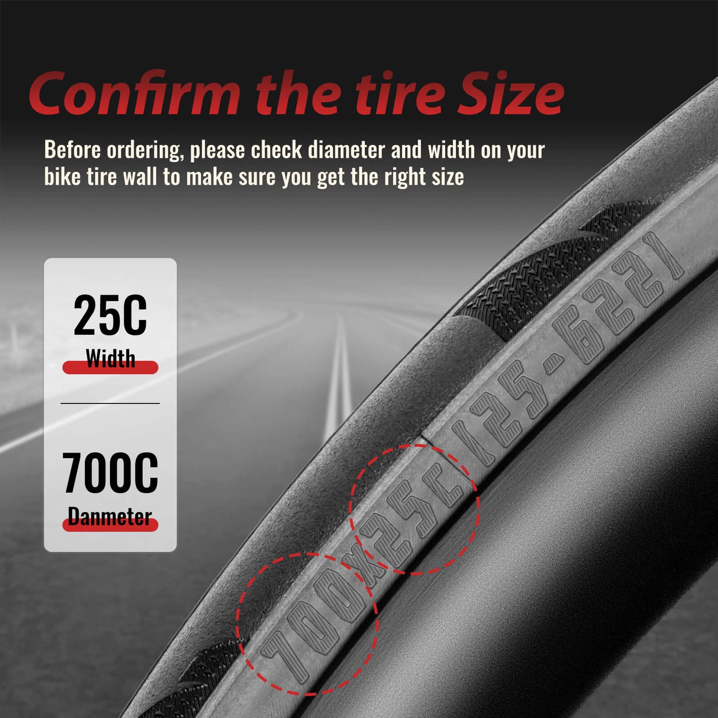 Hycline P-Wave 700x25C road bike tire with black rubber tread and sidewalls, designed for cycling performance.