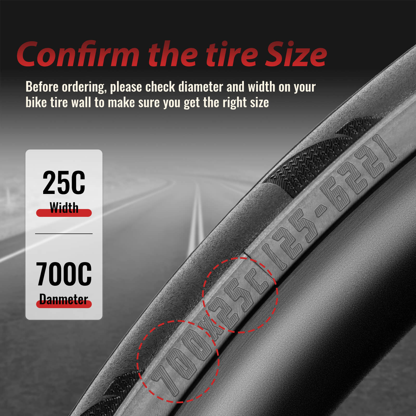 Hycline P-Wave 700x25C road bike tire with black rubber tread and sidewalls, designed for cycling performance.