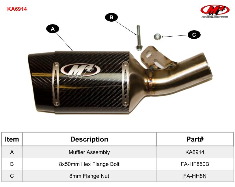 Carbon fiber street slayer slip-on exhaust for M4 ZX6R 2009-2026 by Bill's Exhausts, shown in image KA6914.