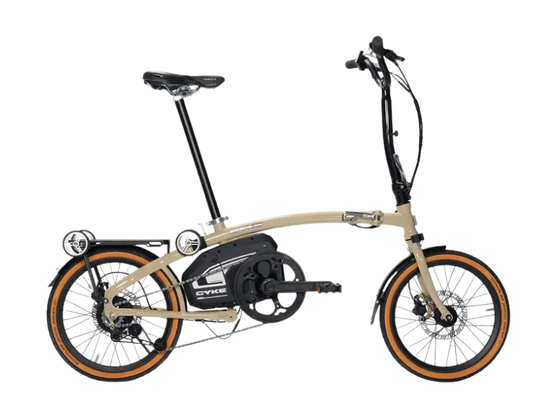 eJOEbike CYKE Kingfisher Mid-Drive Folding eBike from the PORTABLE SERIES, showing its compact foldable design and modern frame.