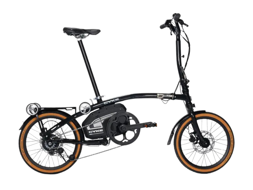 eJOEbike CYKE Kingfisher Mid-Drive Folding eBike from the PORTABLE SERIES, showing its compact frame and folding design.