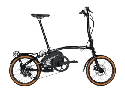 eJOEbike CYKE Kingfisher Mid-Drive Folding eBike from the PORTABLE SERIES, showing its compact frame and folding design.