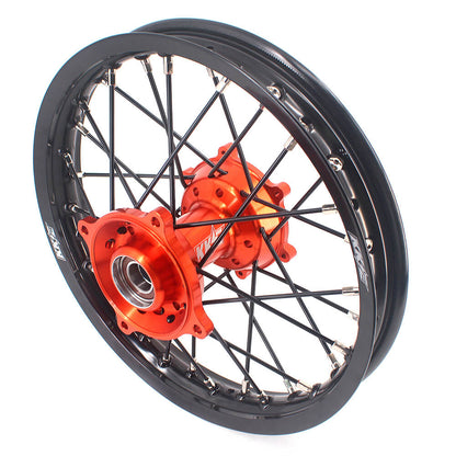 KKE 17 & 14 Small Kids Wheels Rims for KTM 85 SX 2021-2024 Orange Hub Black Spoke - Howling Moto
