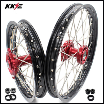 KKE 17 & 14 Kids Wheels for Honda CR80R CR80RB 1993-2002 CR85R CR85RB 2003-2008 Red Hub - Howling Moto