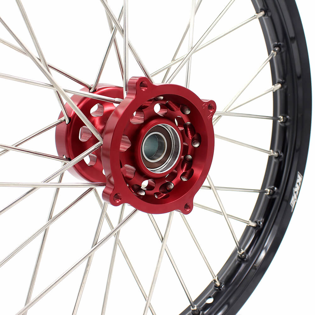 KKE 17 & 14 Kids Wheels for Honda CR80R CR80RB 1993-2002 CR85R CR85RB 2003-2008 Red Hub - Howling Moto