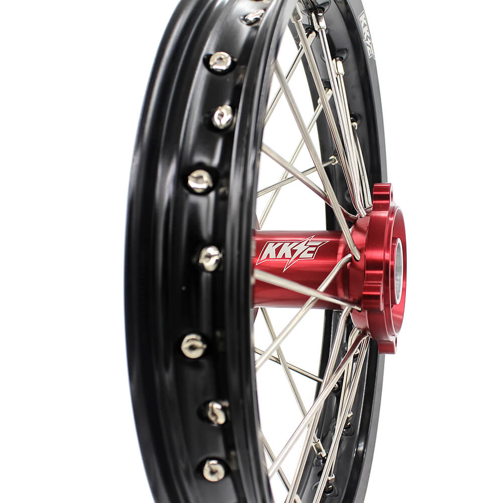 KKE 17 & 14 Kids Wheels for Honda CR80R CR80RB 1993-2002 CR85R CR85RB 2003-2008 Red Hub - Howling Moto