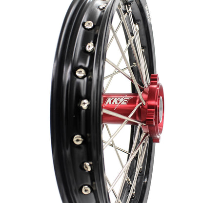 KKE 17 & 14 Kids Wheels for Honda CR80R CR80RB 1993-2002 CR85R CR85RB 2003-2008 Red Hub - Howling Moto