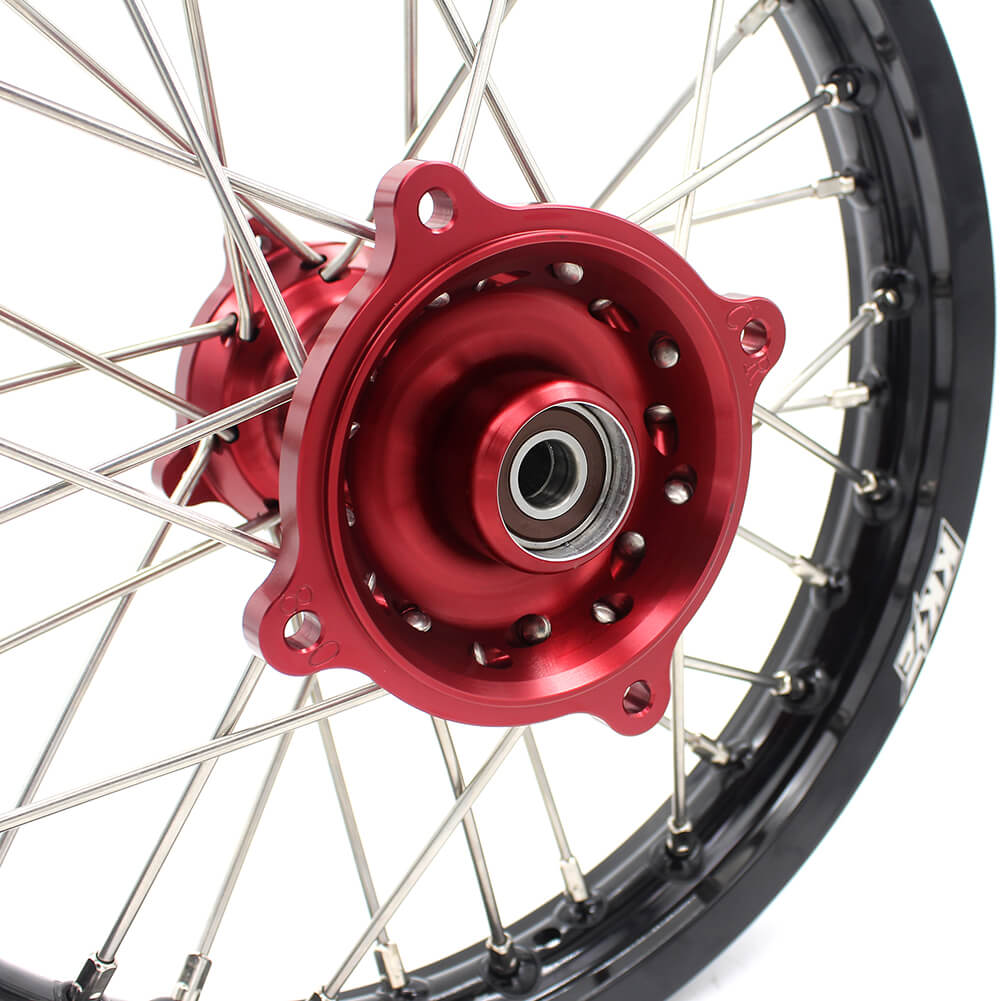 KKE 17 & 14 Kids Wheels for Honda CR80R CR80RB 1993-2002 CR85R CR85RB 2003-2008 Red Hub - Howling Moto