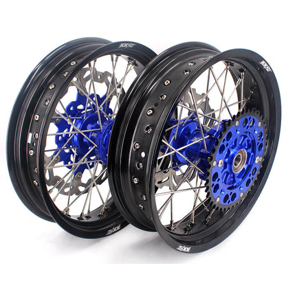 KKE 17 Inch Cush Drive Supermoto Wheels Fit Yamaha WR250F 2001-2018 WR450F 2003-2018 Blue - Howling Moto