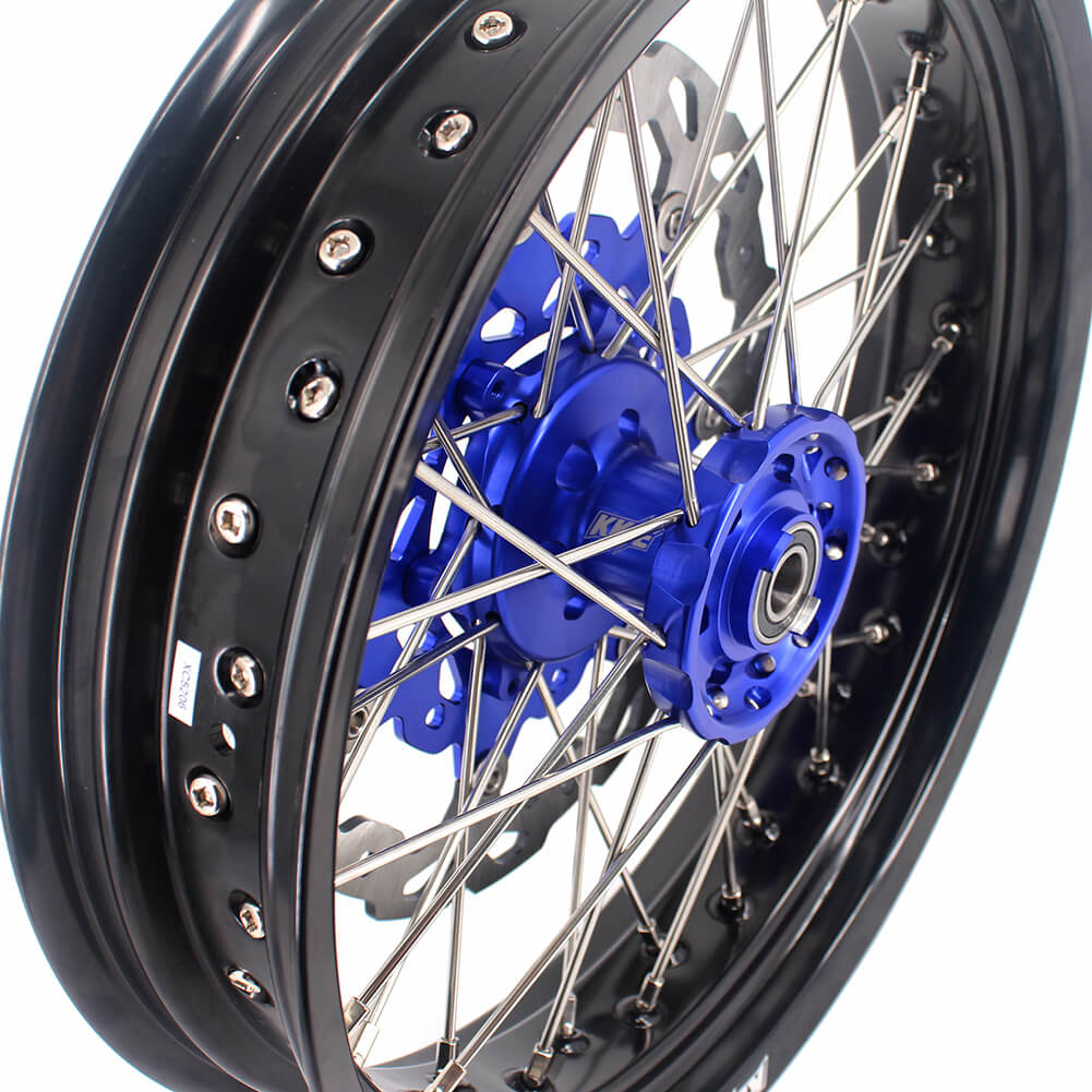 KKE 17 Inch Cush Drive Supermoto Wheels Fit Yamaha WR250F 2001-2018 WR450F 2003-2018 Blue - Howling Moto