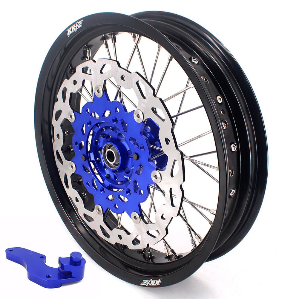 KKE 17 Inch Cush Drive Supermoto Wheels Fit Yamaha WR250F 2001-2018 WR450F 2003-2018 Blue - Howling Moto