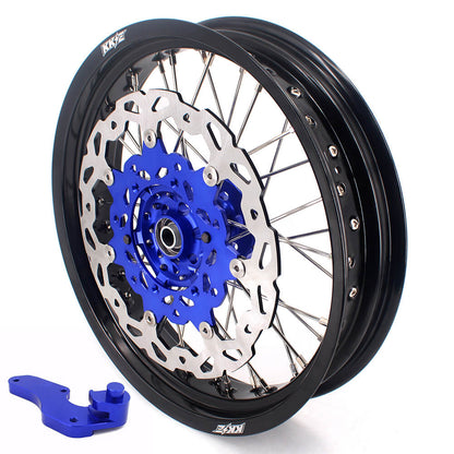 KKE 17 Inch Cush Drive Supermoto Wheels Fit Yamaha WR250F 2001-2018 WR450F 2003-2018 Blue - Howling Moto