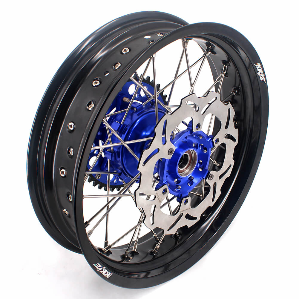 KKE 17 Inch Cush Drive Supermoto Wheels Fit Yamaha WR250F 2001-2018 WR450F 2003-2018 Blue - Howling Moto