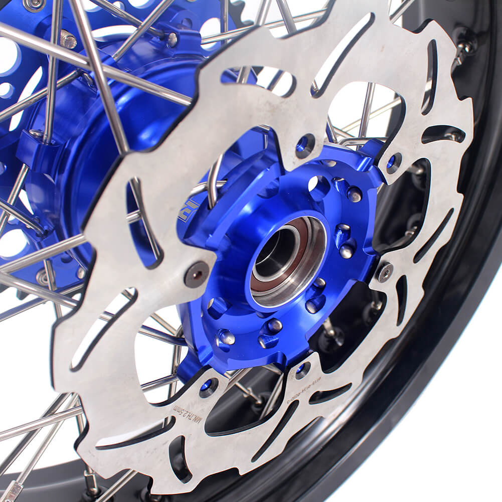 KKE 17 Inch Cush Drive Supermoto Wheels Fit Yamaha WR250F 2001-2018 WR450F 2003-2018 Blue - Howling Moto