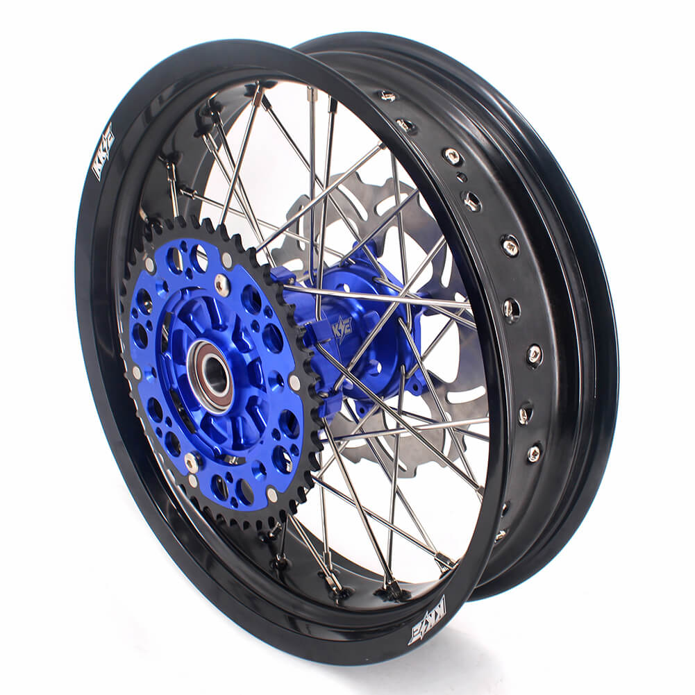 KKE 17 Inch Cush Drive Supermoto Wheels Fit Yamaha WR250F 2001-2018 WR450F 2003-2018 Blue - Howling Moto