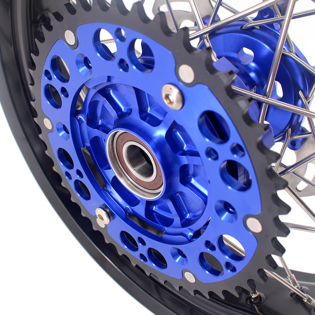KKE 17 Inch Cush Drive Supermoto Wheels Fit Yamaha WR250F 2001-2018 WR450F 2003-2018 Blue - Howling Moto
