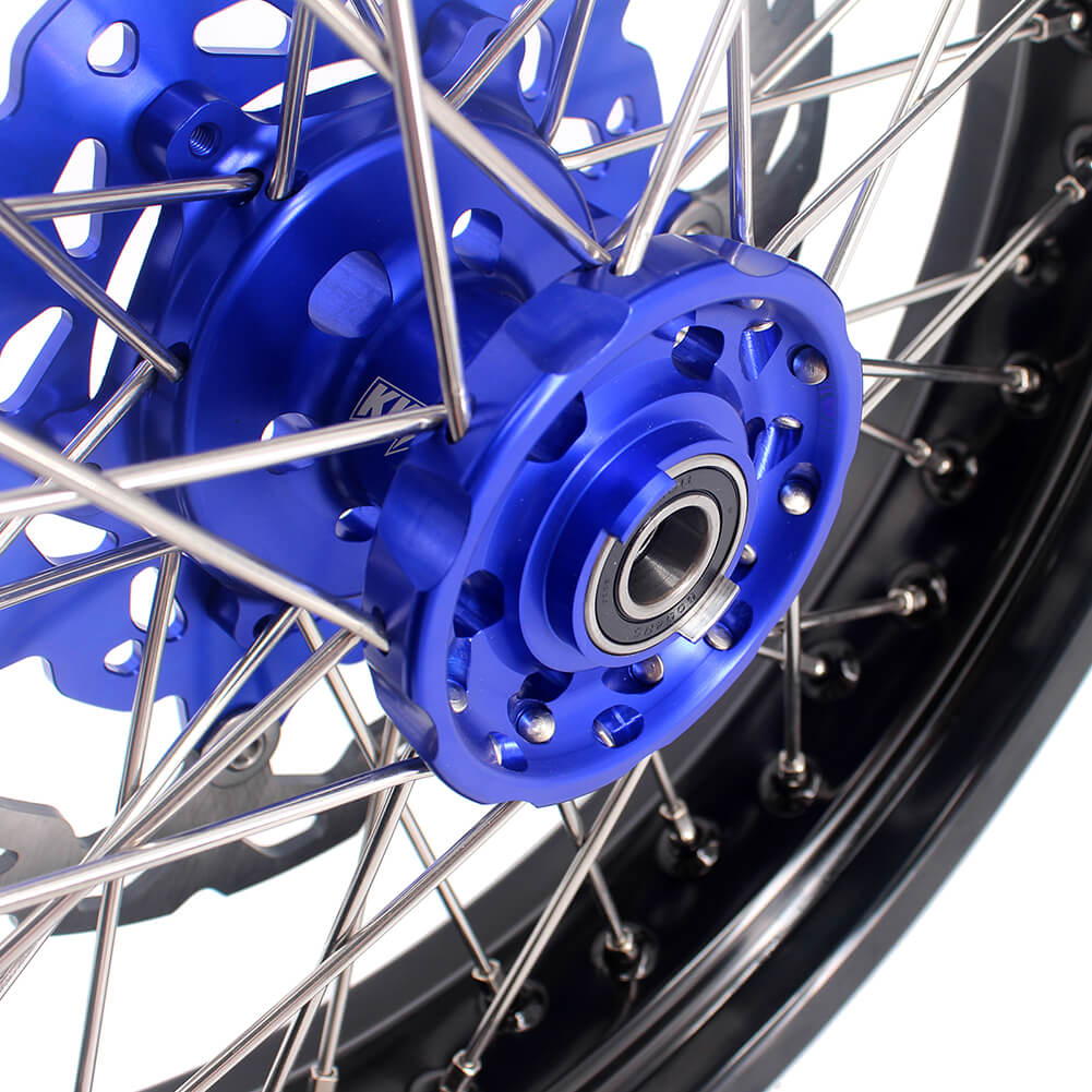 KKE 17 Inch Cush Drive Supermoto Wheels Fit Yamaha WR250F 2001-2018 WR450F 2003-2018 Blue - Howling Moto