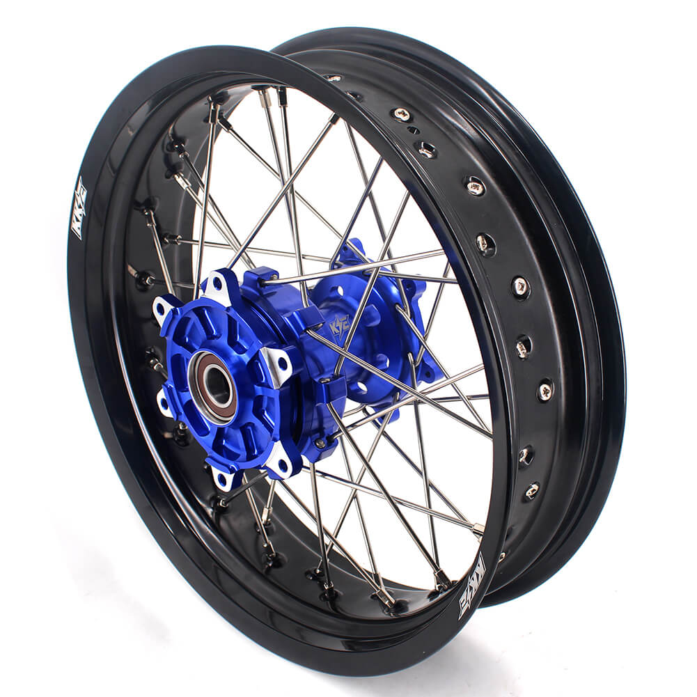 KKE 17 Inch Cush Drive Supermoto Wheels Fit Yamaha WR250F 2001-2018 WR450F 2003-2018 Blue - Howling Moto