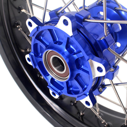KKE 17 Inch Cush Drive Supermoto Wheels Fit Yamaha WR250F 2001-2018 WR450F 2003-2018 Blue - Howling Moto