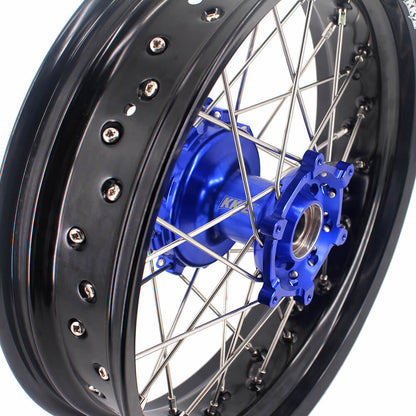 KKE 17 Inch Cush Drive Supermoto Wheels Fit Yamaha WR250F 2001-2018 WR450F 2003-2018 Blue - Howling Moto
