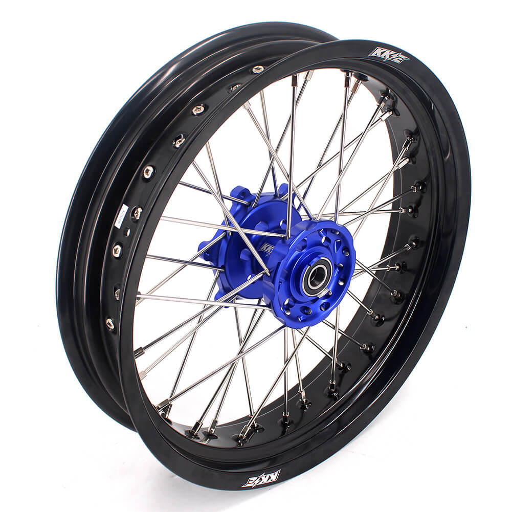 KKE 17 Inch Cush Drive Supermoto Wheels Fit Yamaha WR250F 2001-2018 WR450F 2003-2018 Blue - Howling Moto