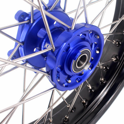 KKE 17 Inch Cush Drive Supermoto Wheels Fit Yamaha WR250F 2001-2018 WR450F 2003-2018 Blue - Howling Moto