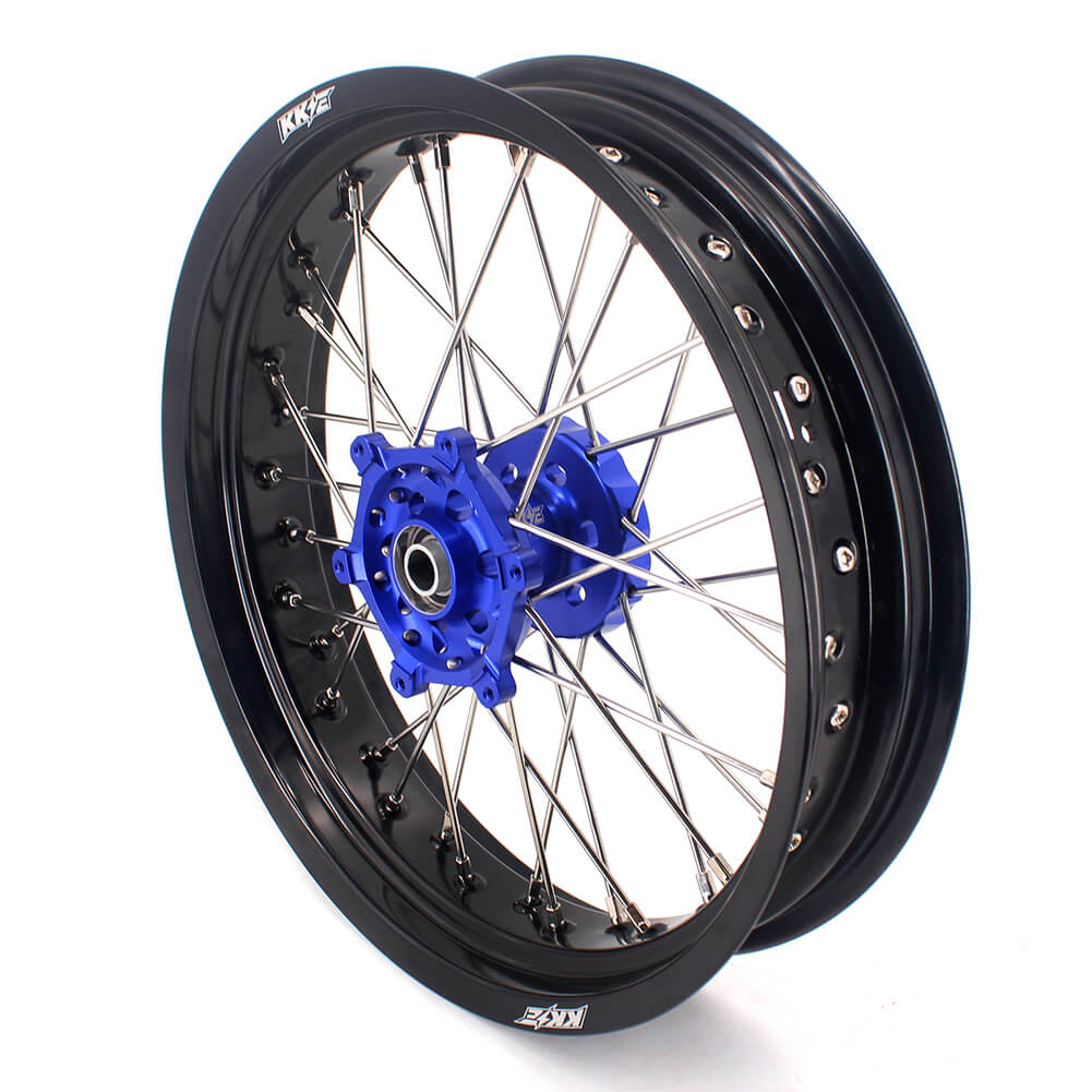 KKE 17 Inch Cush Drive Supermoto Wheels Fit Yamaha WR250F 2001-2018 WR450F 2003-2018 Blue - Howling Moto