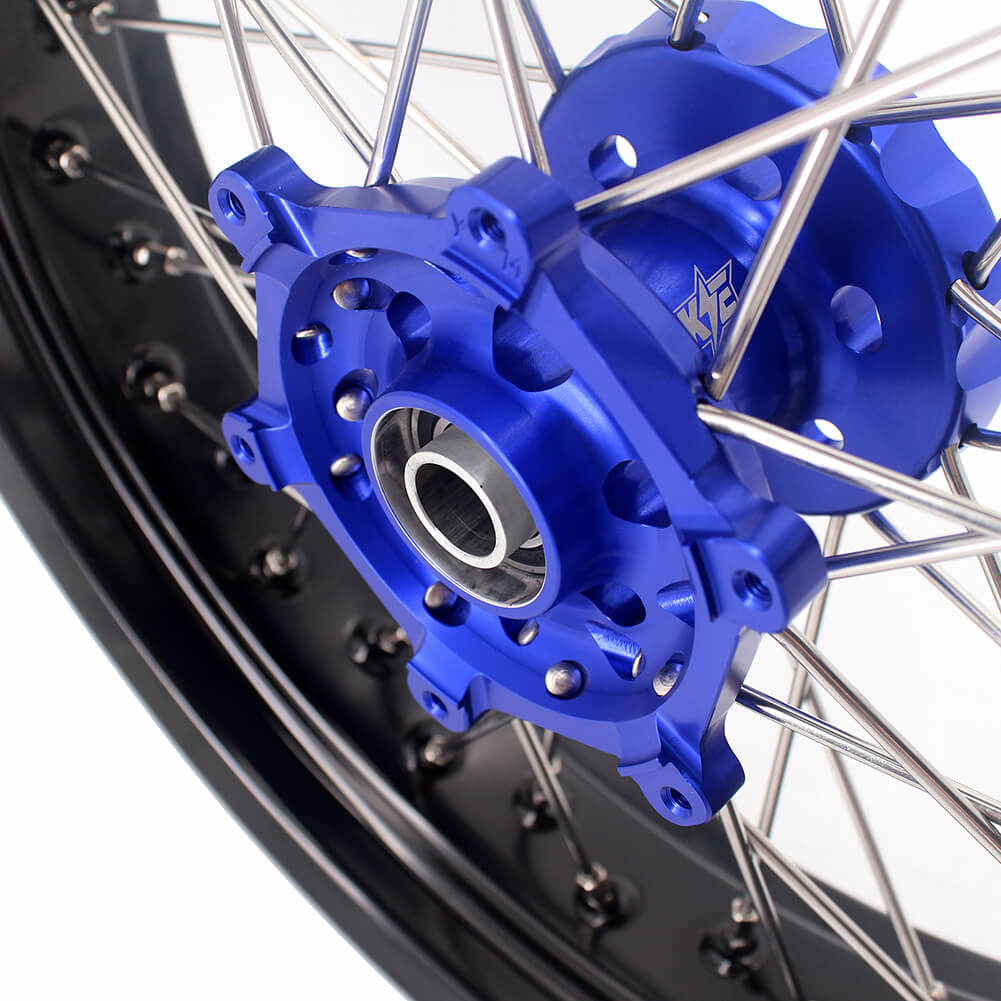 KKE 17 Inch Cush Drive Supermoto Wheels Fit Yamaha WR250F 2001-2018 WR450F 2003-2018 Blue - Howling Moto