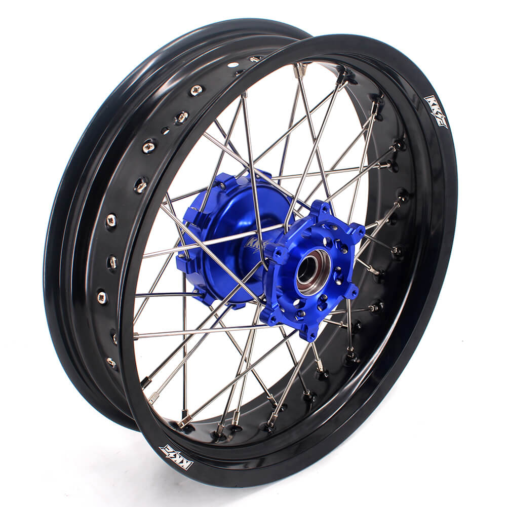 KKE 17 Inch Cush Drive Supermoto Wheels Fit Yamaha WR250F 2001-2018 WR450F 2003-2018 Blue - Howling Moto